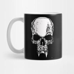 White vampire skull, black background. Mug